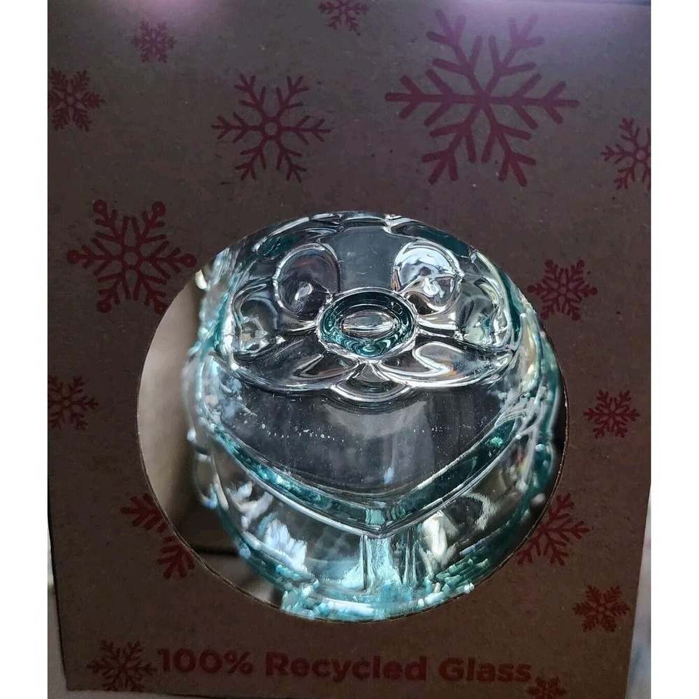 Authentic 100% recycled glass Clear Santa Ornament Handmade In‎ Spain